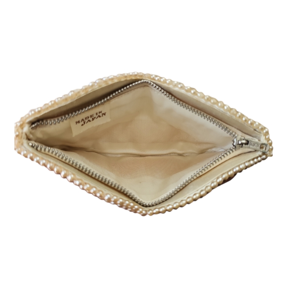 Vintage 1940s Japanese Ivory Pearl Hand Beaded Coin Purse - Picture 10 of 11